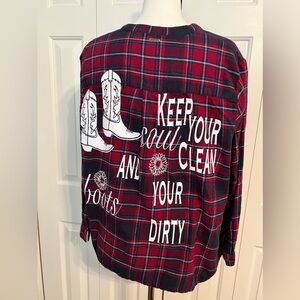 Upcycled Lucky Flannel size Large